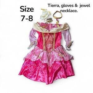 Disney Pink Princess Dress with Tiara, gloves and jewel necklace